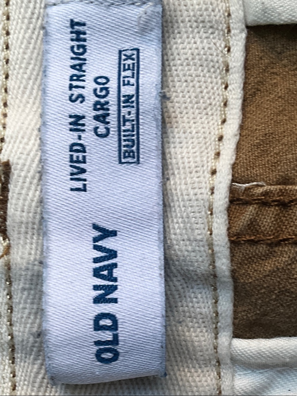 Old Navy Lived-In Straight Cargo Pants Built-In Flex Tan Khaki Mens Size 34x32 - Picture 2 of 8